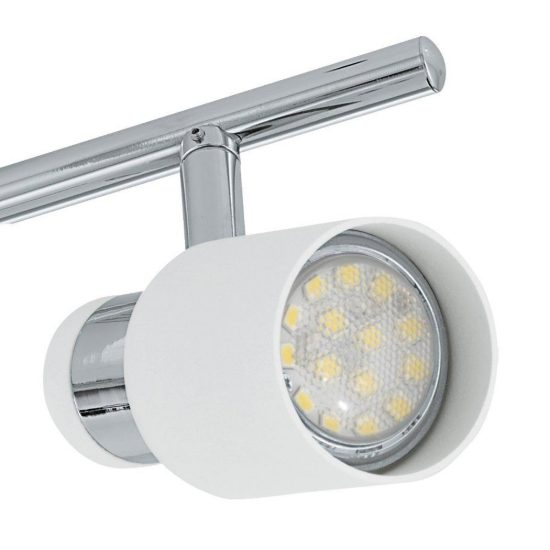 Eglo davida plafoniera con 4 faretti gu10 led 18,4w 3000k orientabili 78cm per soggiorno moderna cromo e bianca