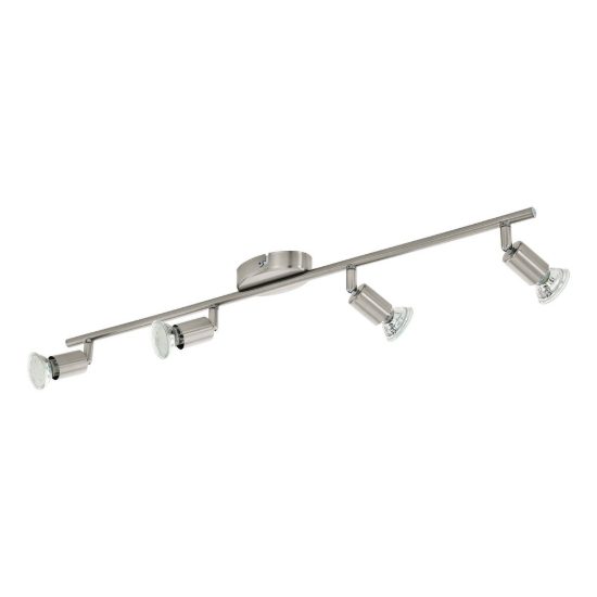 Eglo buzz-led plafoniera con 4 faretti gu10 led 11,2w 3000k orientabili 68,5cm per corridoio moderna nichel