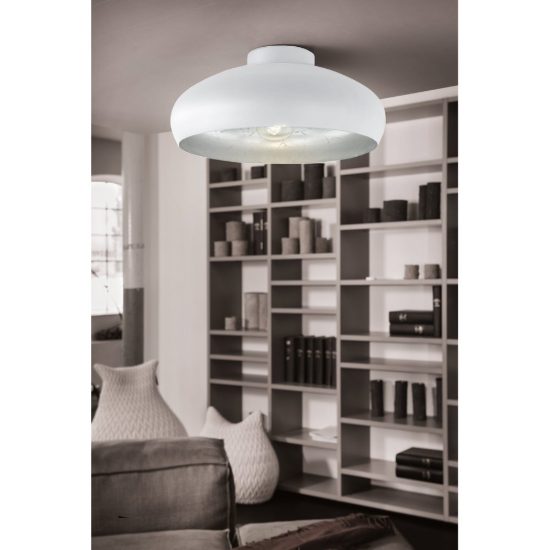 Eglo mogano plafoniera 40cm per camera da letto moderna bianca e argento