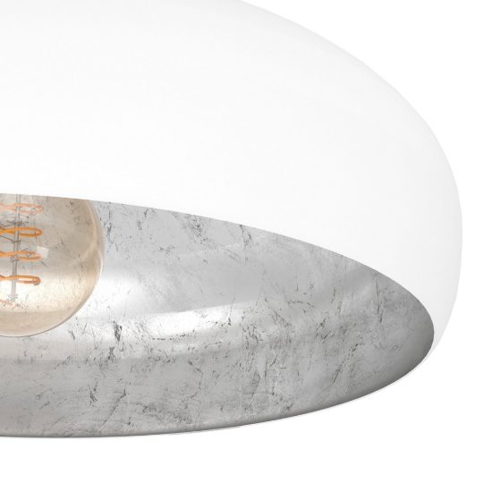 Eglo mogano plafoniera 40cm per camera da letto moderna bianca e argento