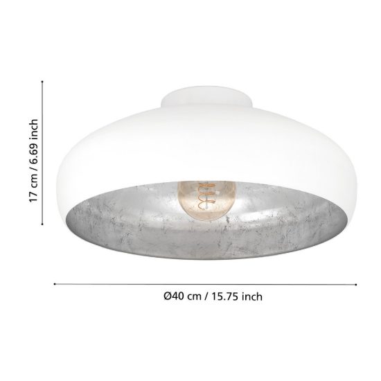 Eglo mogano plafoniera 40cm per camera da letto moderna bianca e argento