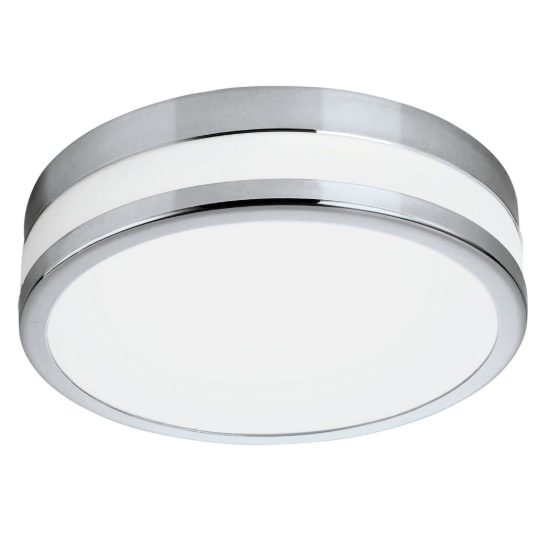 Eglo palermo plafoniera led 10,8w 3000k 22,5cm ip44 per bagno moderna cromo