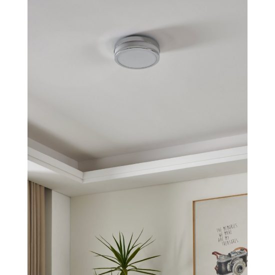 Eglo palermo plafoniera led 10,8w 3000k 22,5cm ip44 per bagno moderna cromo
