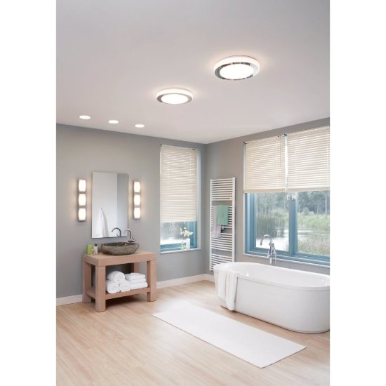 Eglo carpi plafoniera led 21,9w 3000k 38,5cm ip44 per bagno moderna bianca e cromo