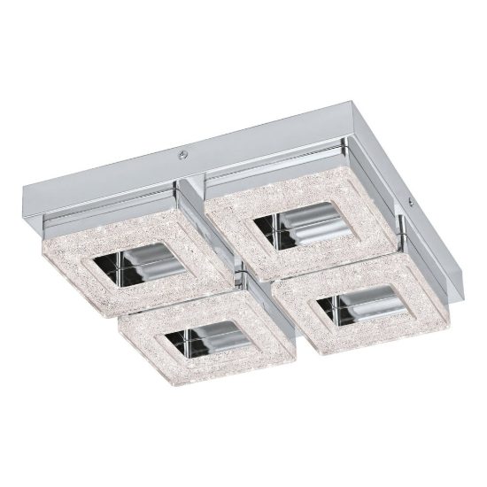 Eglo fradelo plafoniera led 14w 3000k 28cm per ingresso classica cromo con cristalli