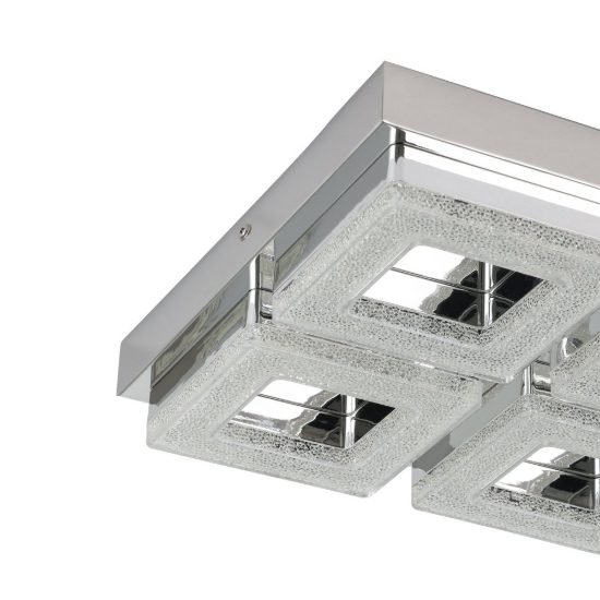 Eglo fradelo plafoniera led 14w 3000k 28cm per ingresso classica cromo con cristalli