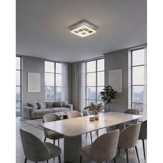 Eglo fradelo plafoniera led 11,5w 3000k 26cm per ingresso classica cromo con cristalli