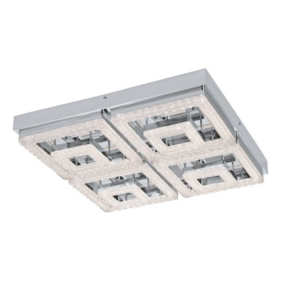 Eglo fradelo plafoniera led 46,5w 3000k 52cm per soggiorno classica cromo con cristalli