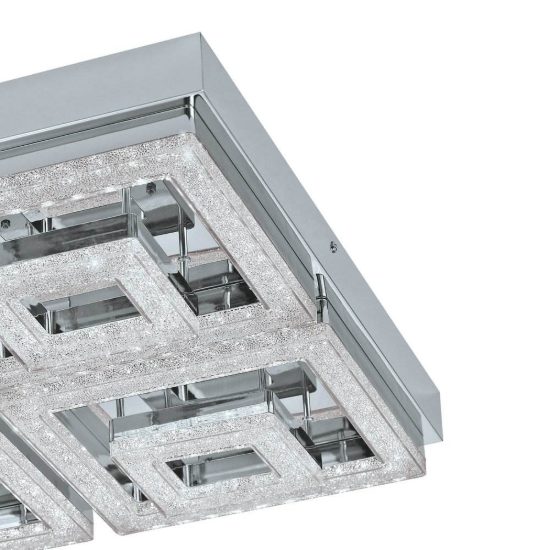 Eglo fradelo plafoniera led 46,5w 3000k 52cm per soggiorno classica cromo con cristalli