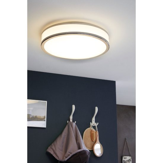 Eglo palermo 2 plafoniera led 15,6w 3000k 28cm per cucina moderna bianca e cromo