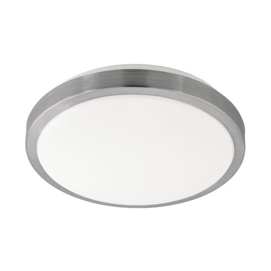 Eglo competa 1 plafoniera led 18w 3000k 32,5cm per cucina moderna bianca e nichel