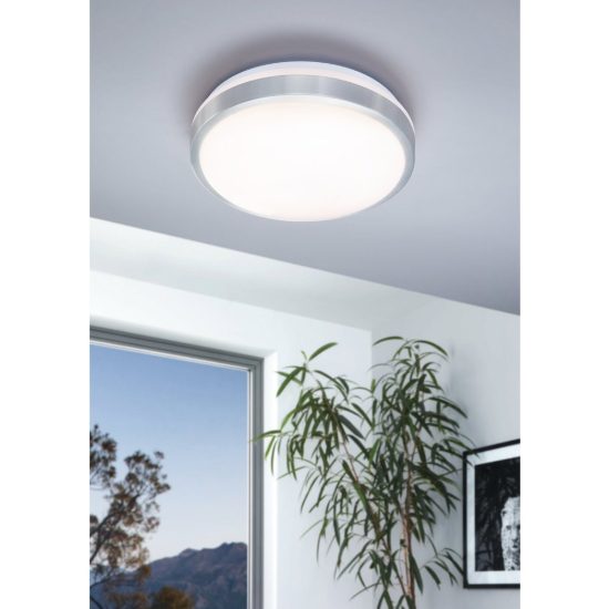 Eglo competa 1 plafoniera led 18w 3000k 32,5cm per cucina moderna bianca e nichel