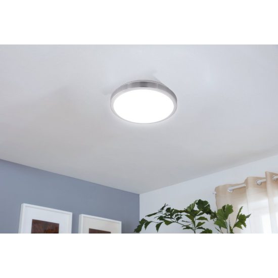 Eglo competa 1 plafoniera led 18w 3000k 32,5cm per cucina moderna bianca e nichel