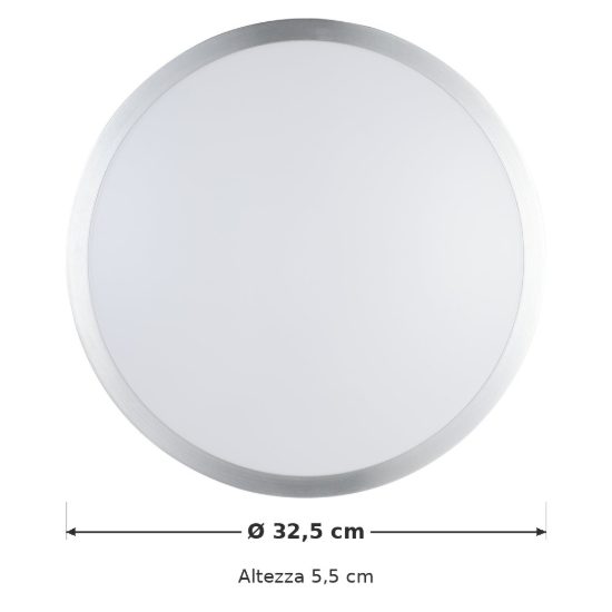 Eglo competa 1 plafoniera led 18w 3000k 32,5cm per cucina moderna bianca e nichel