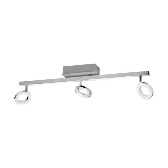 Eglo cardillio 1 plafoniera con 3 faretti led 16,2w 3000k orientabili 68,5cm per cucina moderna alluminio e cromo