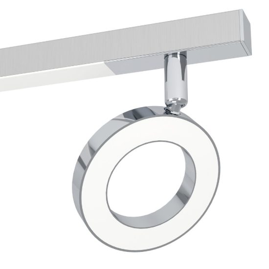 Eglo cardillio 1 plafoniera con 3 faretti led 16,2w 3000k orientabili 68,5cm per cucina moderna alluminio e cromo