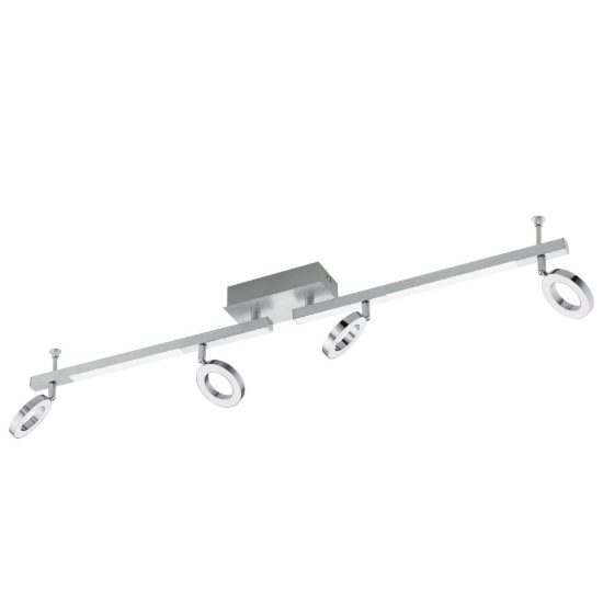 Eglo cardillio 1 plafoniera con 4 faretti led 19,4w 3000k orientabili 98,5cm per corridoio moderna alluminio e cromo