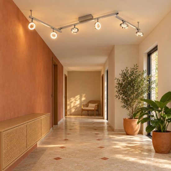 Eglo cardillio 1 plafoniera con 6 faretti led 29,1w 3000k orientabili 158,5cm per corridoio moderna alluminio e cromo