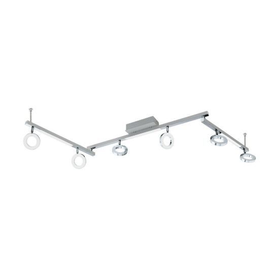 Eglo cardillio 1 plafoniera con 6 faretti led 29,1w 3000k orientabili 158,5cm per corridoio moderna alluminio e cromo