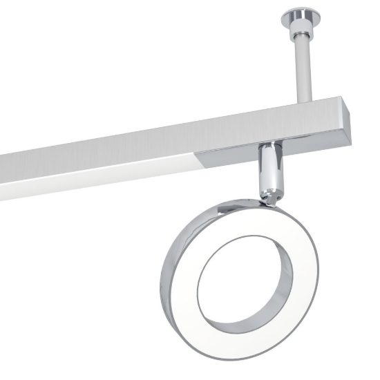 Eglo cardillio 1 plafoniera con 6 faretti led 29,1w 3000k orientabili 158,5cm per corridoio moderna alluminio e cromo