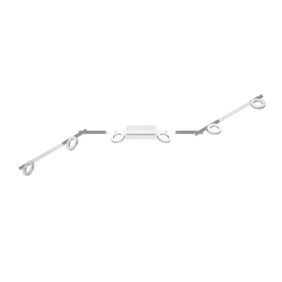 Eglo cardillio 1 plafoniera con 6 faretti led 29,1w 3000k orientabili 158,5cm per corridoio moderna alluminio e cromo