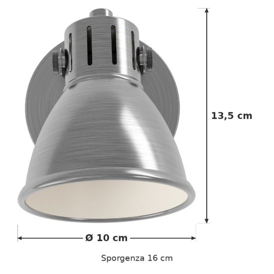 Eglo seras applique con faretto gu10 led 2,8w 3000k orientabile 10cm per camera da letto moderna nichel invecchiato e panna