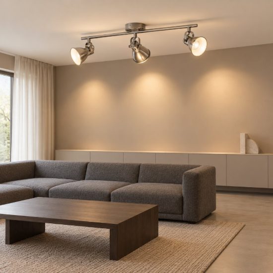 Eglo seras plafoniera con 3 faretti gu10 led 8,4w 3000k orientabili 59,5cm per soggiorno moderna nichel invecchiato e panna