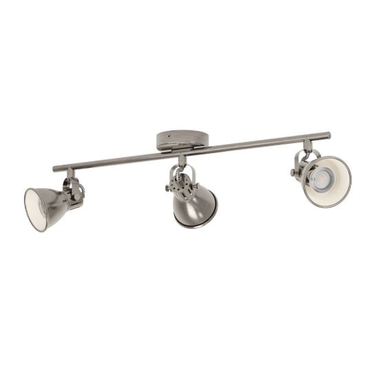 Eglo seras plafoniera con 3 faretti gu10 led 8,4w 3000k orientabili 59,5cm per soggiorno moderna nichel invecchiato e panna