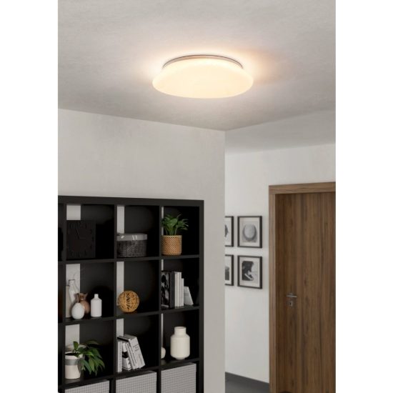 Eglo sileras plafoniera led 20,5w cct 2700k 6500k 45cm con telecomando per soggiorno moderna bianca