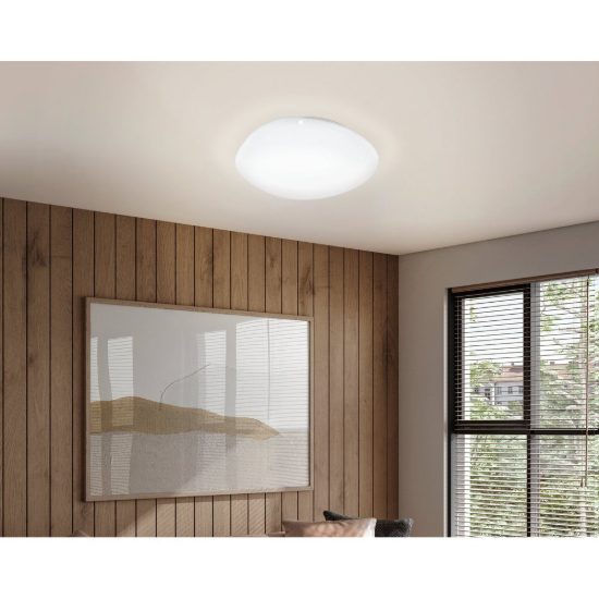 Eglo sileras plafoniera led 20,5w cct 2700k 6500k 45cm con telecomando per soggiorno moderna bianca