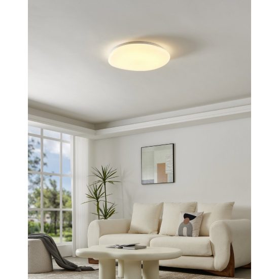 Eglo sileras plafoniera led 31w cct 2700k 6500k 60cm con telecomando per soggiorno moderna bianca