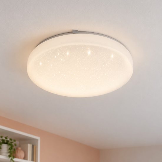 Eglo frania plafoniera led 10w 3000k 28cm per cucina moderna bianca effetto cristallo