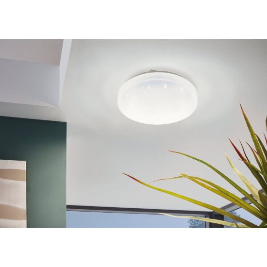 Eglo frania plafoniera led 10w 3000k 28cm per cucina moderna bianca effetto cristallo