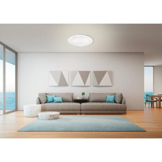 Eglo frania plafoniera led 14,6w 3000k 33cm per cucina moderna bianca effetto cristallo