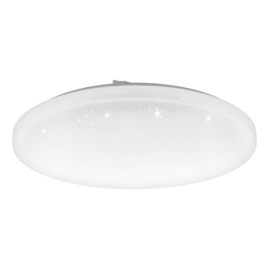 Eglo frania plafoniera led 33w 3000k 43cm per soggiorno moderna bianca effetto cristallo