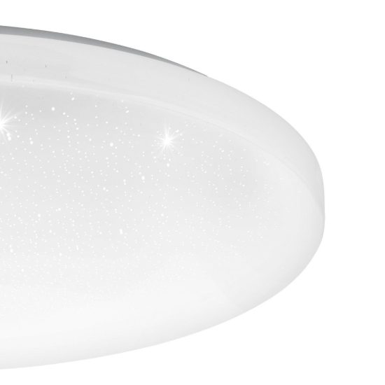 Eglo frania plafoniera led 33w 3000k 43cm per soggiorno moderna bianca effetto cristallo