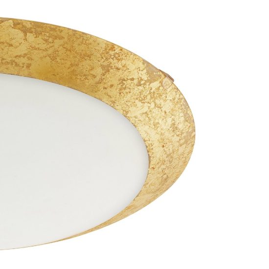 Eglo montenovo plafoniera led 21,9w 3000k 39,5cm per soggiorno moderna bianca e oro