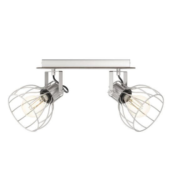 Eglo sambatello plafoniera con 2 faretti e27 orientabili 33,5cm per ingresso moderna marrone e argento