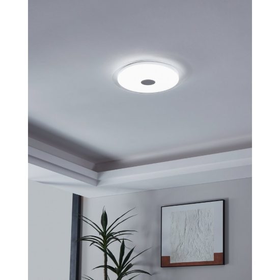 Eglo lanciano 1 plafoniera led 18,8w cct 3000k 5000k 40cm con telecomando per soggiorno moderna bianca