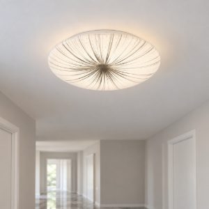 Eglo nieves plafoniera led 19,5w 3000k 41cm per corridoio moderna bianca e argento