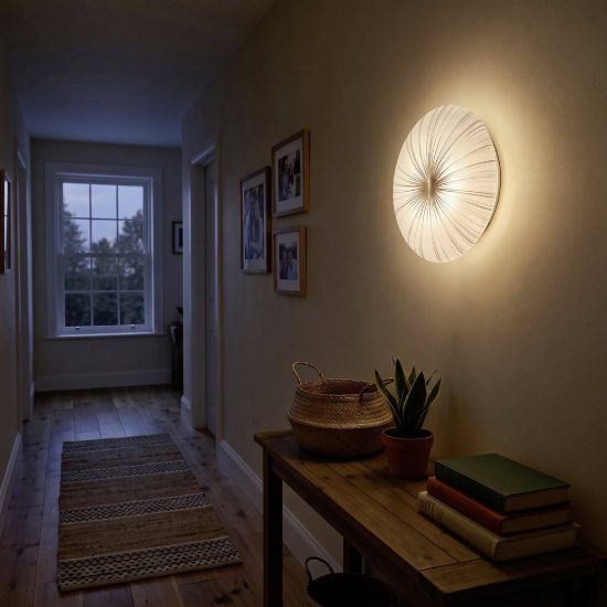 Eglo nieves plafoniera led 19,5w 3000k 41cm per corridoio moderna bianca e argento