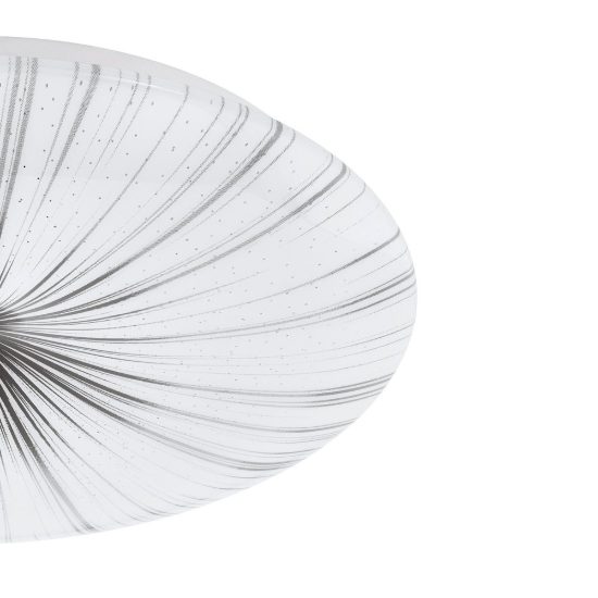 Eglo nieves plafoniera led 19,5w 3000k 41cm per corridoio moderna bianca e argento