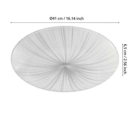Eglo nieves plafoniera led 19,5w 3000k 41cm per corridoio moderna bianca e argento