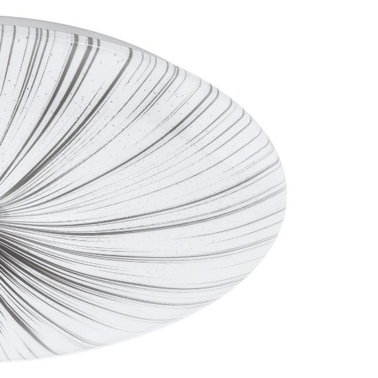 Eglo nieves plafoniera led 35,2w 3000k 51cm per soggiorno moderna bianca e argento