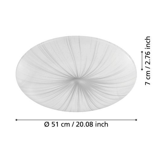 Eglo nieves plafoniera led 35,2w 3000k 51cm per soggiorno moderna bianca e argento