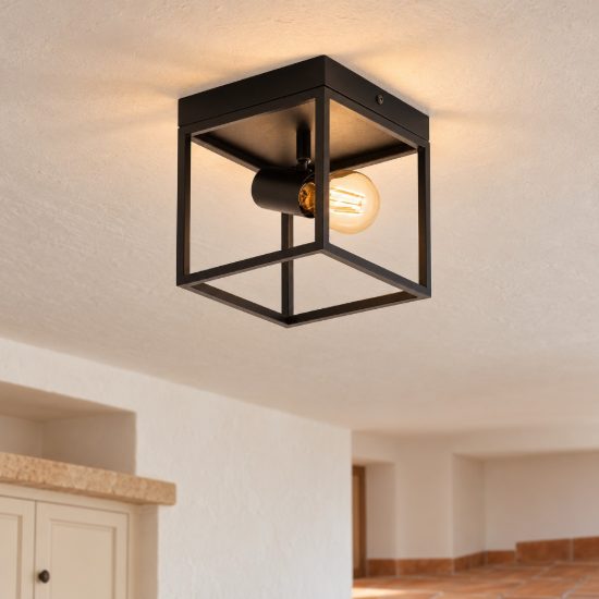 Eglo silentina plafoniera 18cm per cucina industriale nera