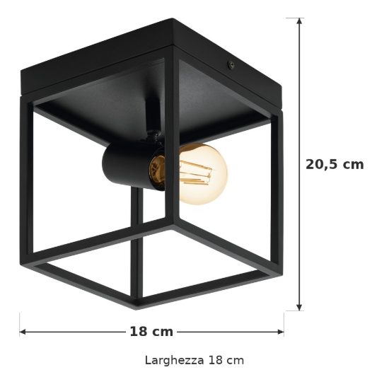 Eglo silentina plafoniera 18cm per cucina industriale nera
