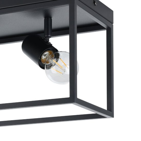 Eglo silentina plafoniera 2 luci 36cm per soggiorno industriale nera