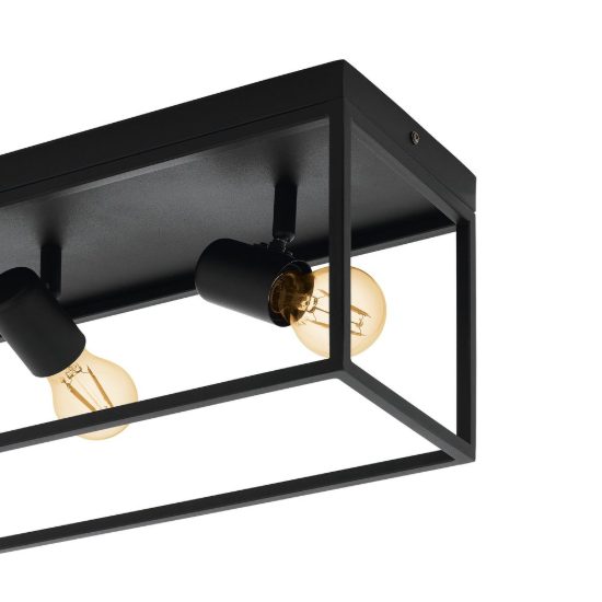 Eglo silentina plafoniera 3 luci 54cm per cucina industriale nera