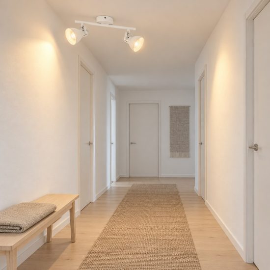 Eglo seras 1 plafoniera con 2 faretti gu10 led 5,6w 3000k orientabili 37cm per corridoio moderna bianca